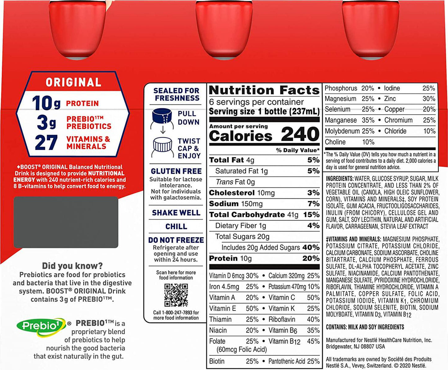 Boost Original Balanced Nutritional Drink, Creamy Strawberry, 6-8 FL OZ Bottles/Pack (Pack of 1)