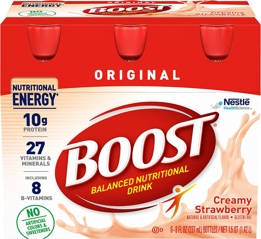 Boost Original Balanced Nutritional Drink, Creamy Strawberry, 6-8 FL OZ Bottles/Pack (Pack of 1)