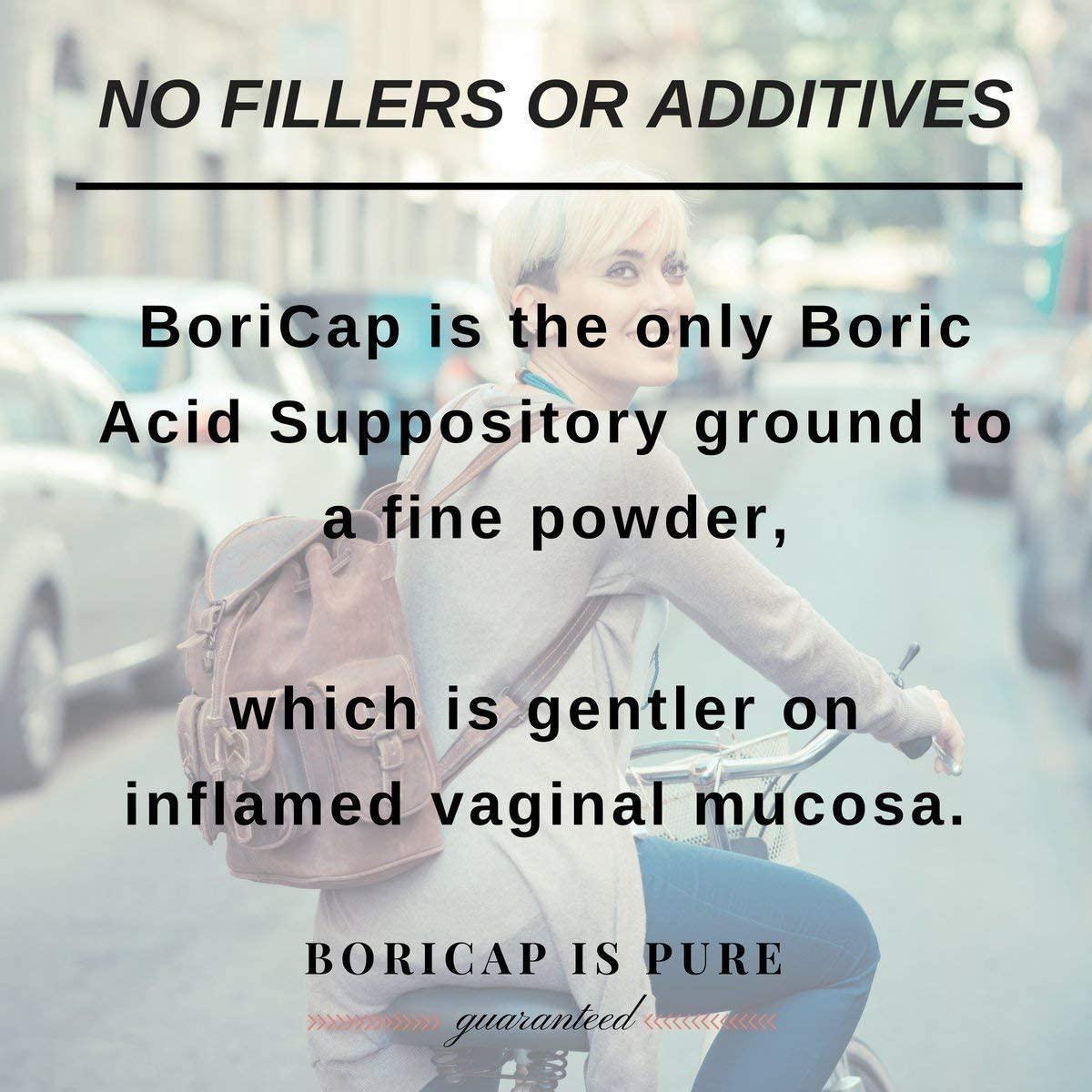 BoriCap Boric Acid Suppositories Contain Only Boric Acid, Gelatin Capsule, Helps Maintain Vaginal Health, Easy to Insert, Made in The USA, 30 Capsules