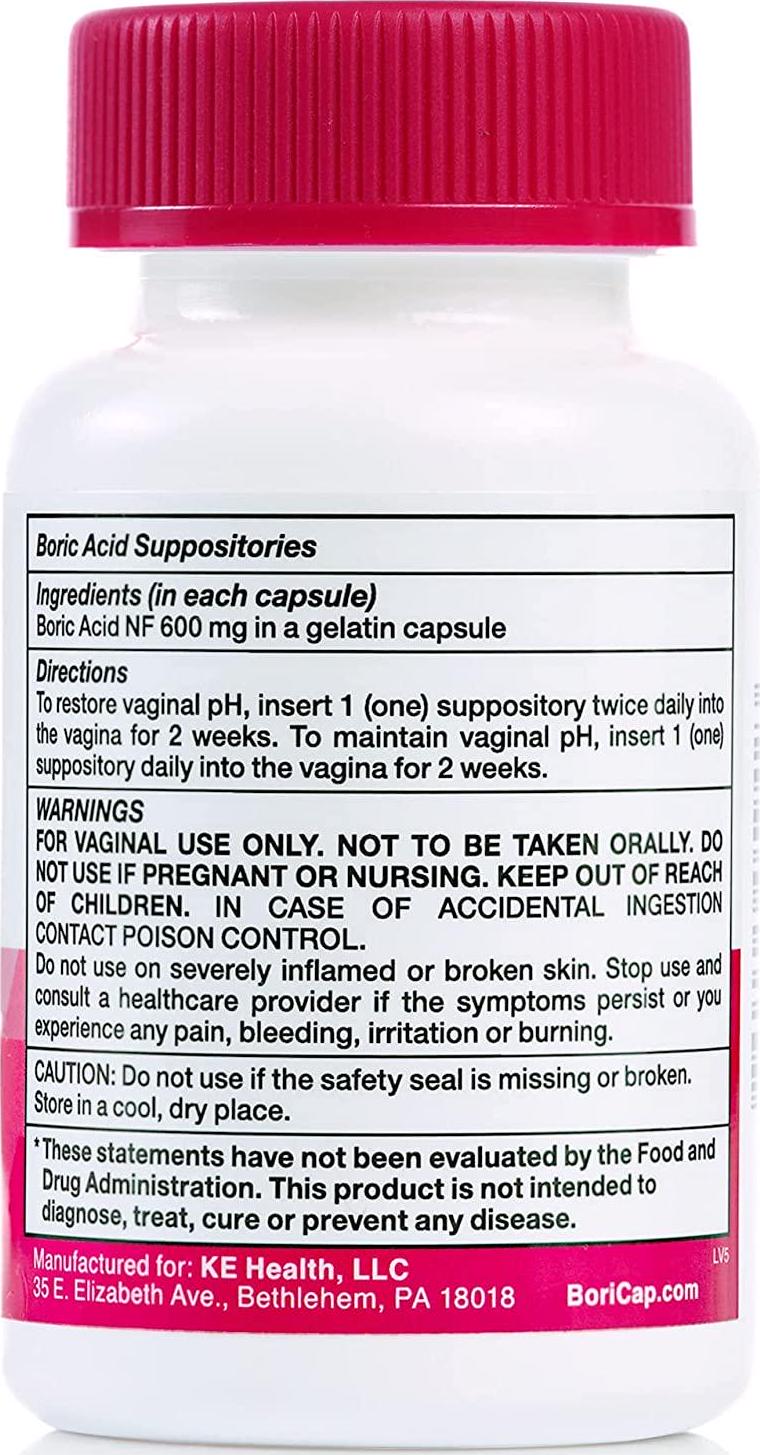 BoriCap Boric Acid Suppositories Contain Only Boric Acid, Gelatin Capsule, Helps Maintain Vaginal Health, Easy to Insert, Made in The USA, 30 Capsules