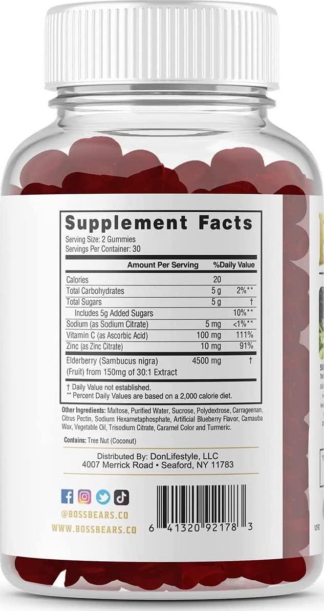 Boss Bears Elderberry Gummies with Vitamin C and Zinc