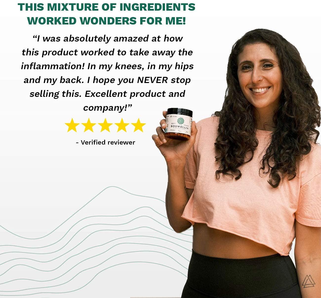 Boswellia Complex with Boswellin Super Ginger Extract and Bioperine - Easy Swallow Vegan Capsules - Superior Absorption - Joint Support Mobility Shiftiness Relief Cartilage Gut Respiratory Health