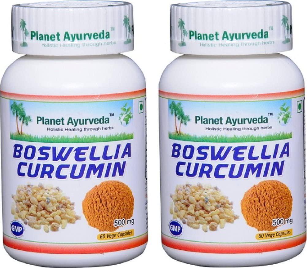 Boswellia Curcumin - 2 Bottles (Each 60 Capsules, 500mg) - Planet Ayurveda in USA