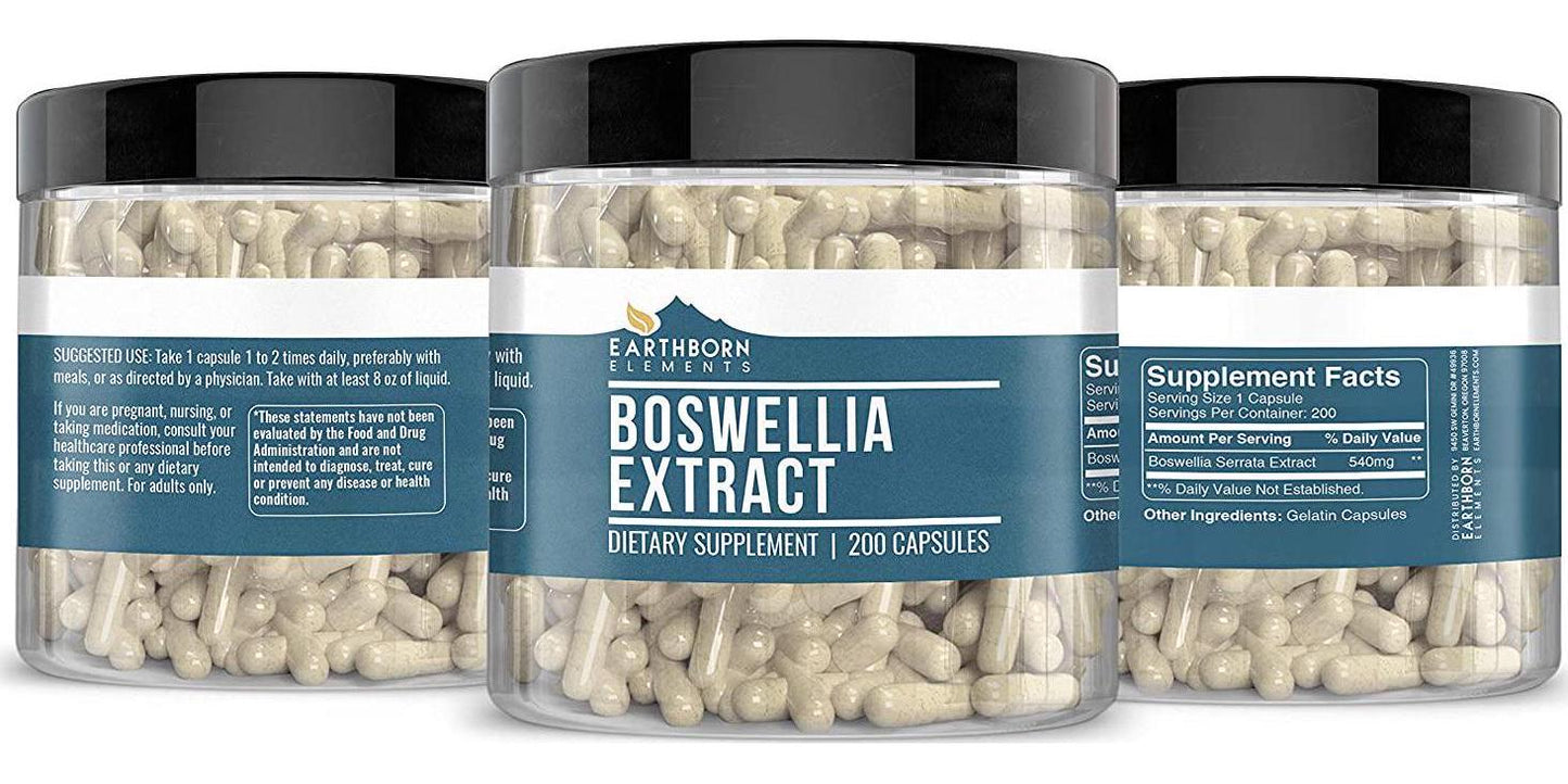 Boswellia Serrata Extract, 200 Capsules, 540mg Serving, 100% Pure and Extra Potent Indian Frankincense, Non-GMO, Made in USA, No Additive or Filler, Natural Ayurvedic Supplement