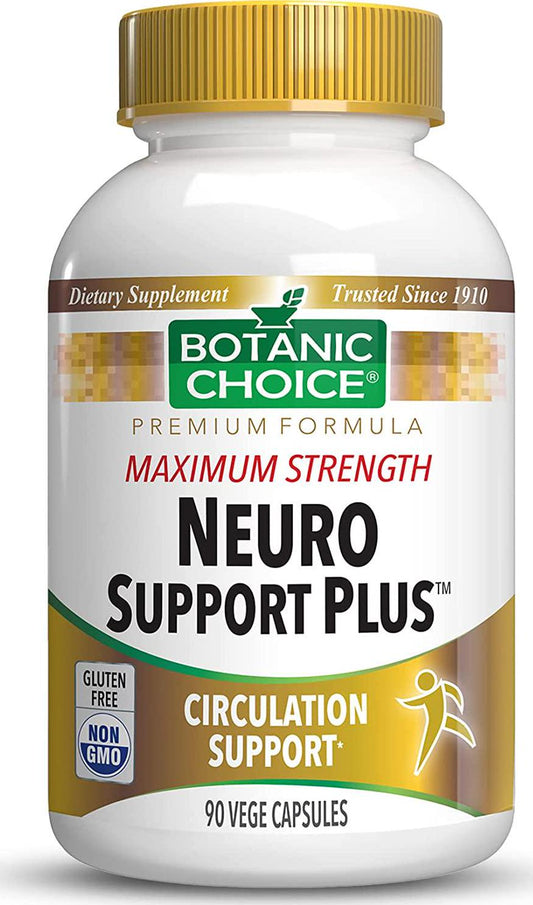 Botanic Choice Maximum Strength Neuro Support Plus - Adult Daily Supplement - Delivers Essential Vitamins to Support Nerves Healthy Circulation and Blood Sugar Levels 90 Capsules