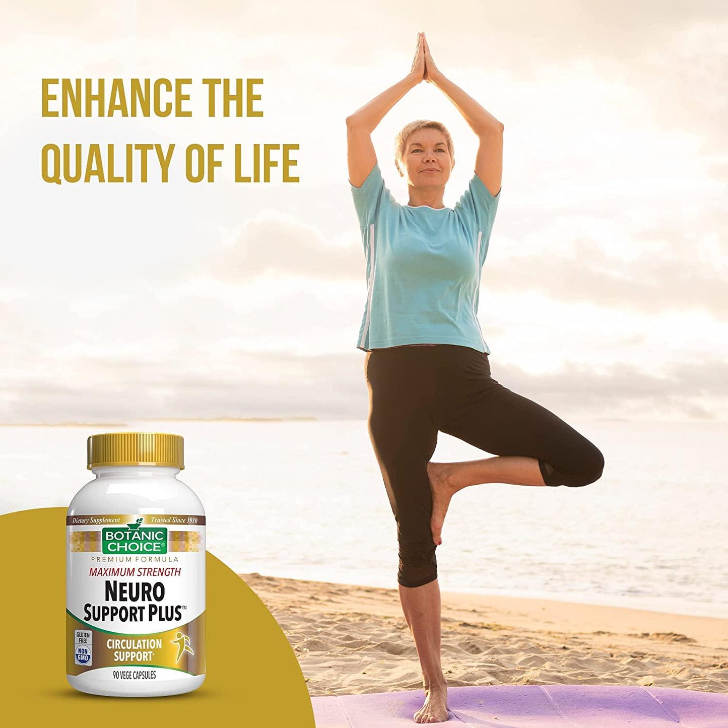 Botanic Choice Maximum Strength Neuro Support Plus - Adult Daily Supplement - Delivers Essential Vitamins to Support Nerves Healthy Circulation and Blood Sugar Levels 90 Capsules