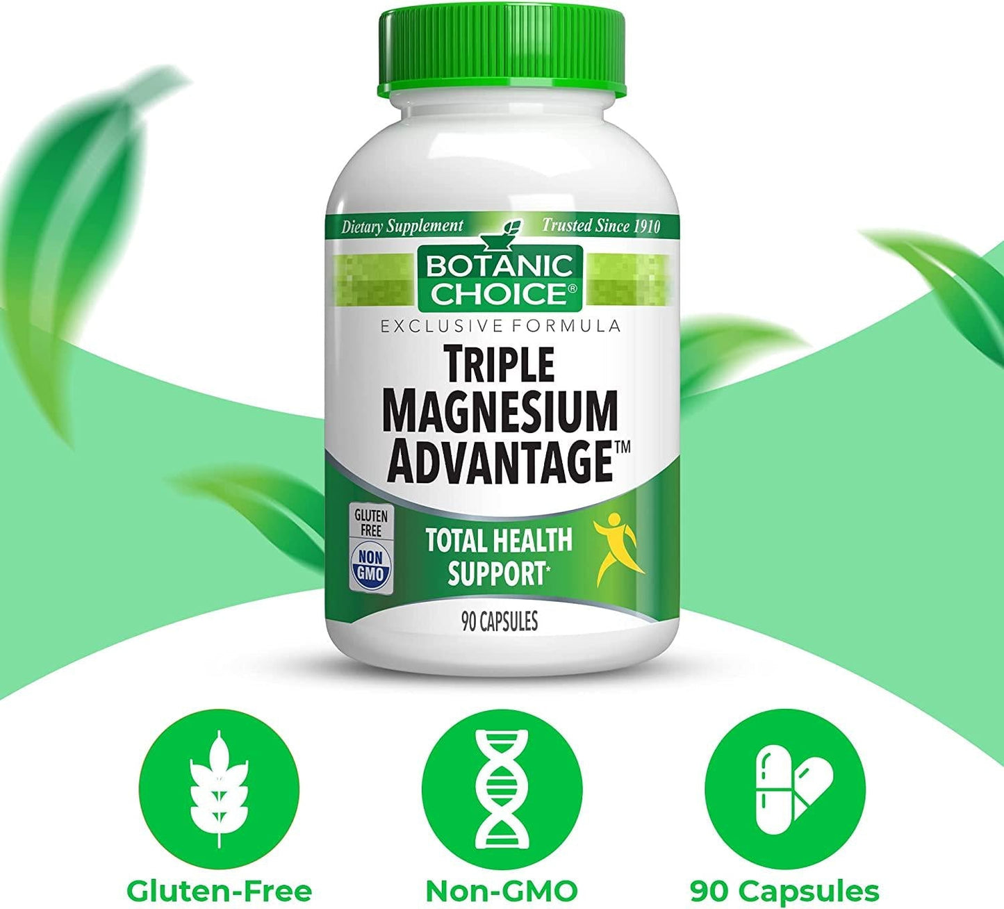 Botanic Choice Triple Magnesium Advantage, Magnesium Triple Complex for Nerve and Heart Health, Easy to Swallow Magnesium Blend Capsules for Digestive and Muscular Health