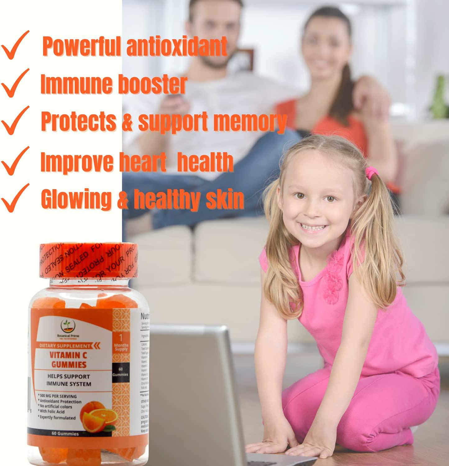Botanical Prime Vitamin C Gummies Expertly formulated 500MG of Vitamin C with Folic Acid 60 Counts 1 Month Supply