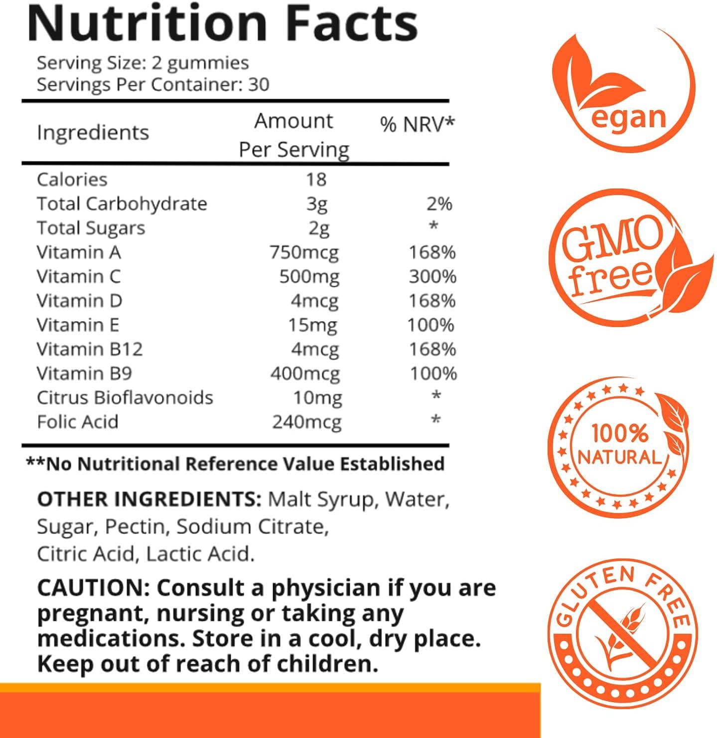 Botanical Prime Vitamin C Gummies Expertly formulated 500MG of Vitamin C with Folic Acid 60 Counts 1 Month Supply