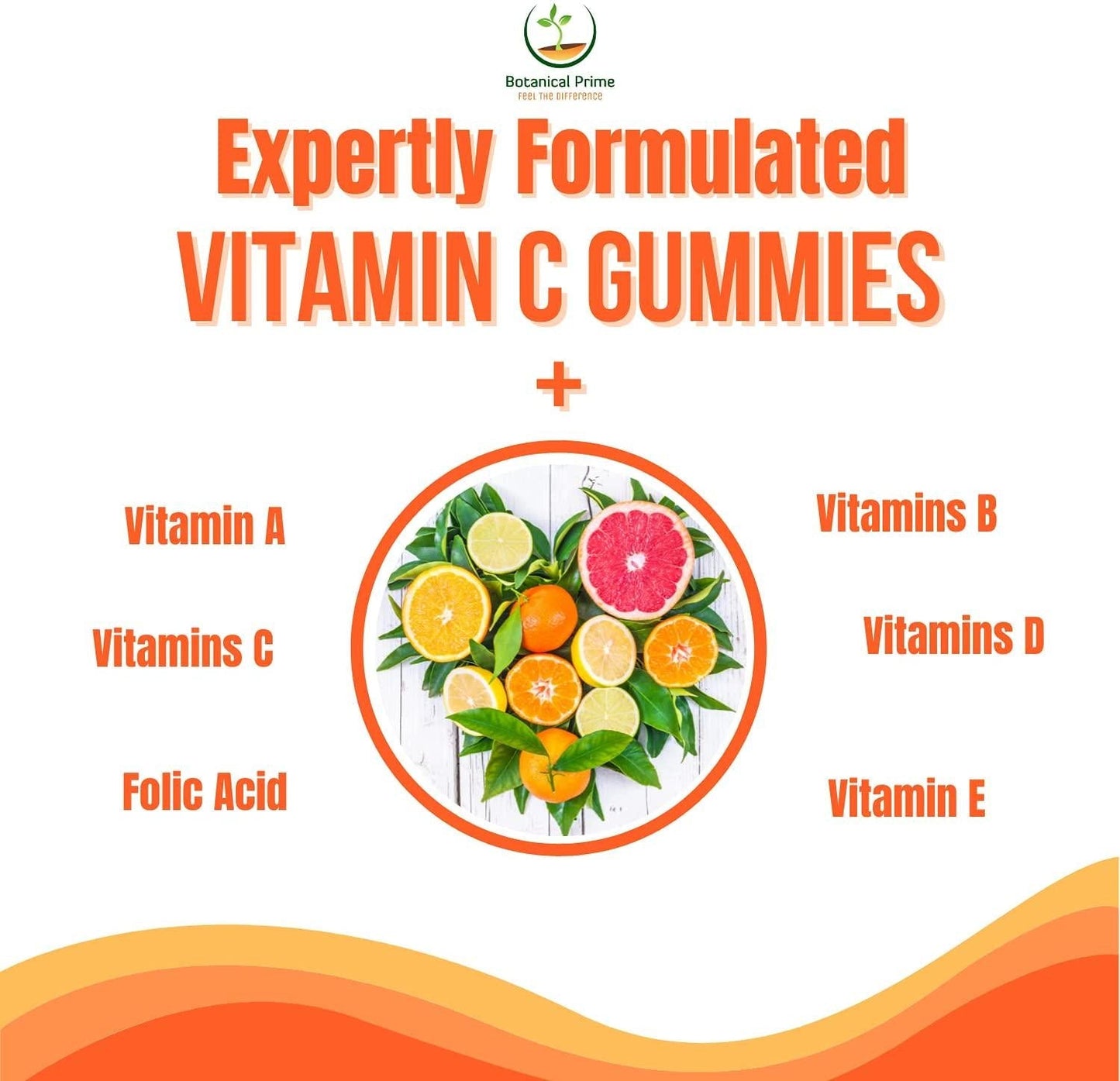 Botanical Prime Vitamin C Gummies Expertly formulated 500MG of Vitamin C with Folic Acid 60 Counts 1 Month Supply
