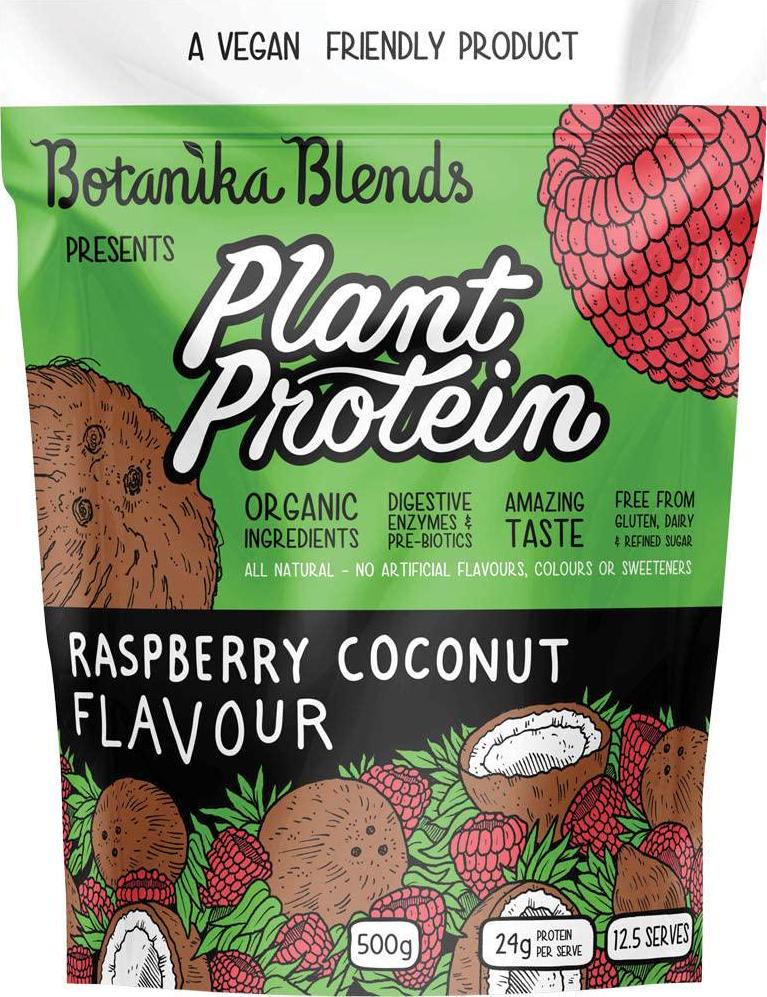 Botanika Blends Plant Protein Powder, Cream, Raspberry Coconut, 500 Gram