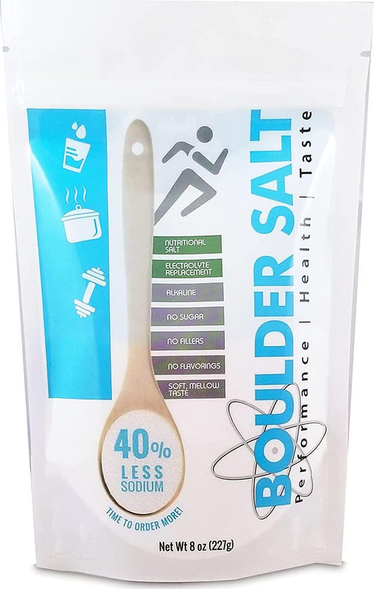 Boulder Salt Electrolyte Powder and Hydration Pack | Oral Rehydration | Natural Alkaline Salt for Energy and Stamina | No Sugar | 8oz Bag | 113 Servings