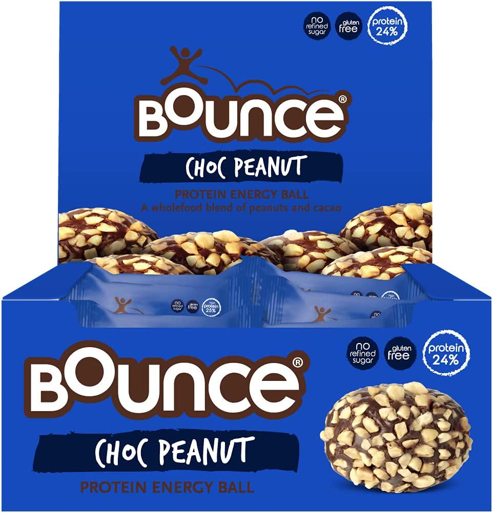 Bounce Choc Peanut Protein Ball- New! Box of 12. High protein gluten free low sugar healthy snacks whey protein better than any protein bar! Snack healthy with Bounce protein bars, snacks and powders.