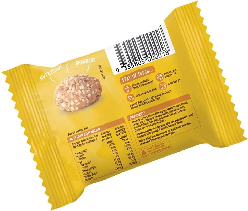 Bounce Peanut Protein Ball - box of 12. High protein, gluten free, low sugar healthy snacks, better than any protein bar!Â Snack healthy with Bounce protein bars, balls, snacks and powders.