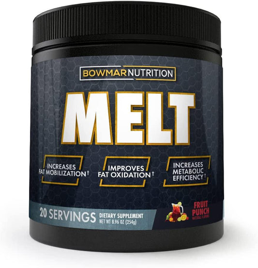 Bowmar Nutrition Melt, Melt Powder, 20 Servings, Improves Metabolic Health, Increases Fat Mobilization, Improves Body s Ability to Oxidize Fat (Fruit Punch | Tub | STIM)