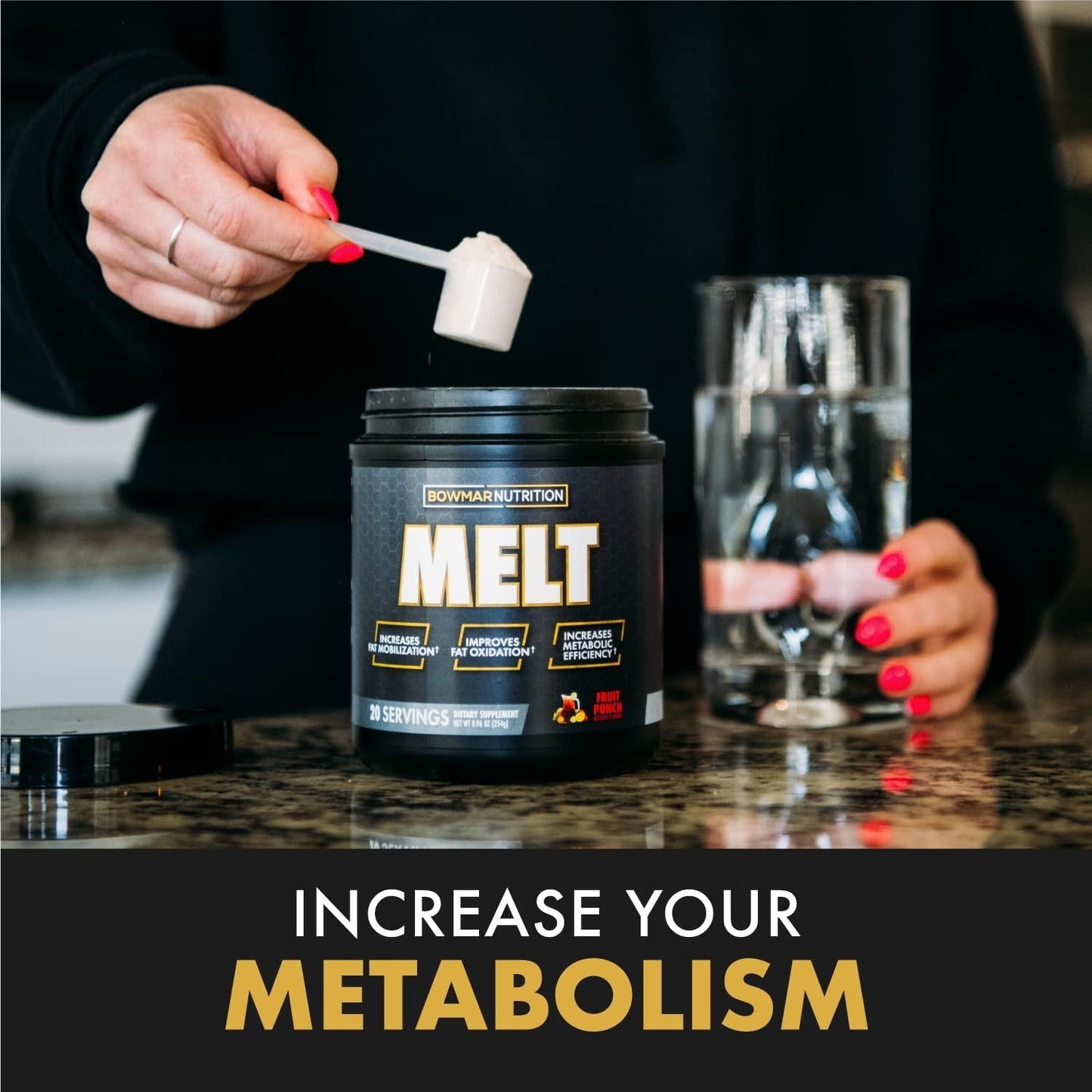 Bowmar Nutrition Melt, Melt Powder, 20 Servings, Improves Metabolic Health, Increases Fat Mobilization, Improves Body s Ability to Oxidize Fat (Fruit Punch | Tub | STIM Free)