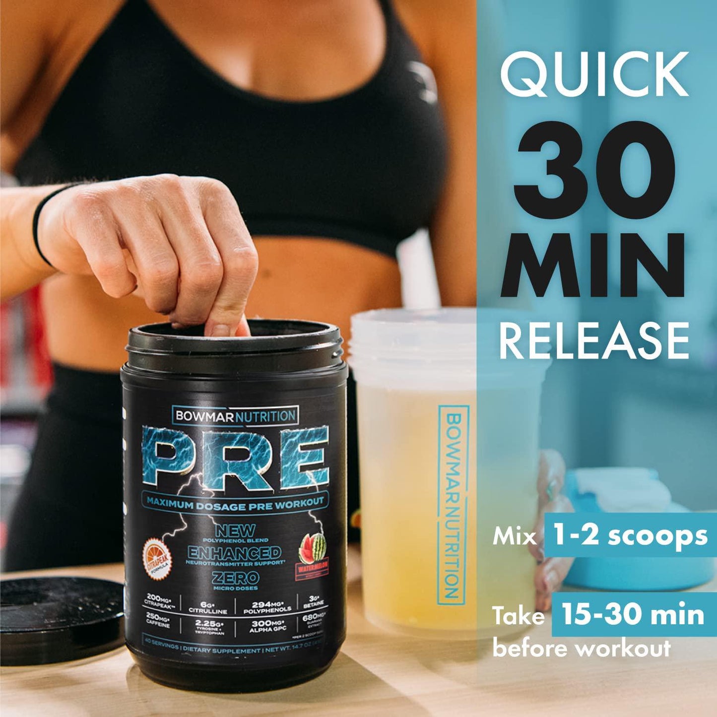 Bowmar Nutrition Pre Workout, Pre Workout Powder, Stim and Non Stim Preworkout Options, Pump Supplement Great for Men and Women, 40/20 Servings (Dragon Fruit, Stim)