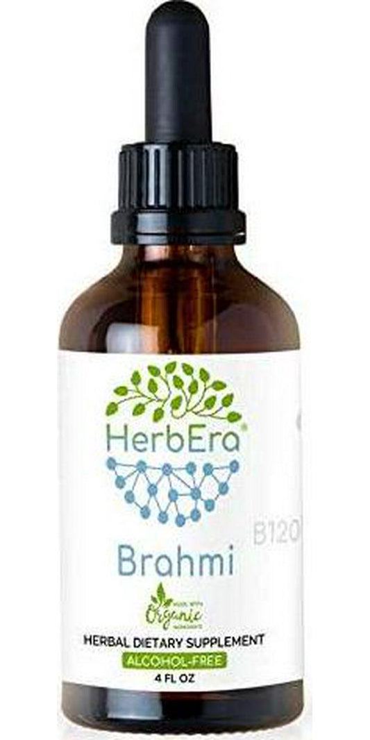 Brahmi B120 Alcohol-Free Herbal Extract Tincture, Organic Brahmi (Bacopa Monnieri) Dried Herb (4 fl oz)
