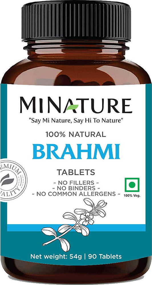 Brahmi Tablets - 90 tablets, 1000 mg |45 Days supply | by mi nature | 100% Natural Brahmi Tablets | Vegan | Bacopa Monnieri | Herbal Supplements | From India