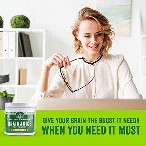 BrainJuice Daily BrainPower Mix | Watermelon - Premium Nootropic Supplement | Naturally Supports Improved Energy, Focus, Memory, and Mood | Alpha GPC, Organic Green Tea Extract, L-Theanine