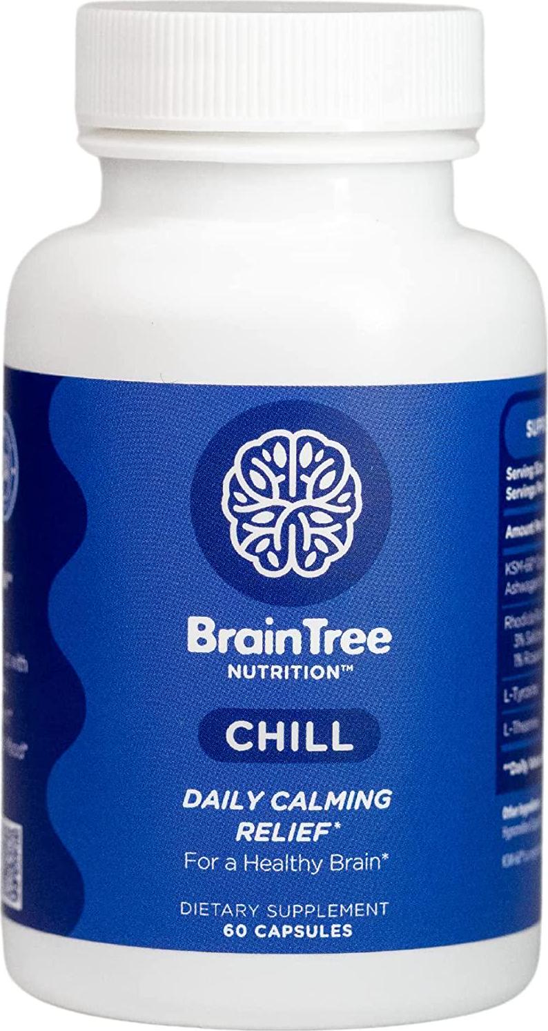 BrainTree Nutrition CHILL | Daily Calming Relief* for A Healthy Brain* | Promotes Stress Relief, Calmness, Mood* | Capsules: 60 (1 Bottle)
