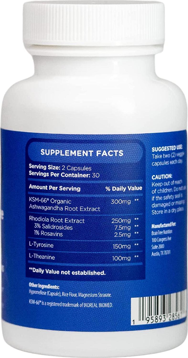 BrainTree Nutrition CHILL | Daily Calming Relief* for A Healthy Brain* | Promotes Stress Relief, Calmness, Mood* | Capsules: 60 (1 Bottle)