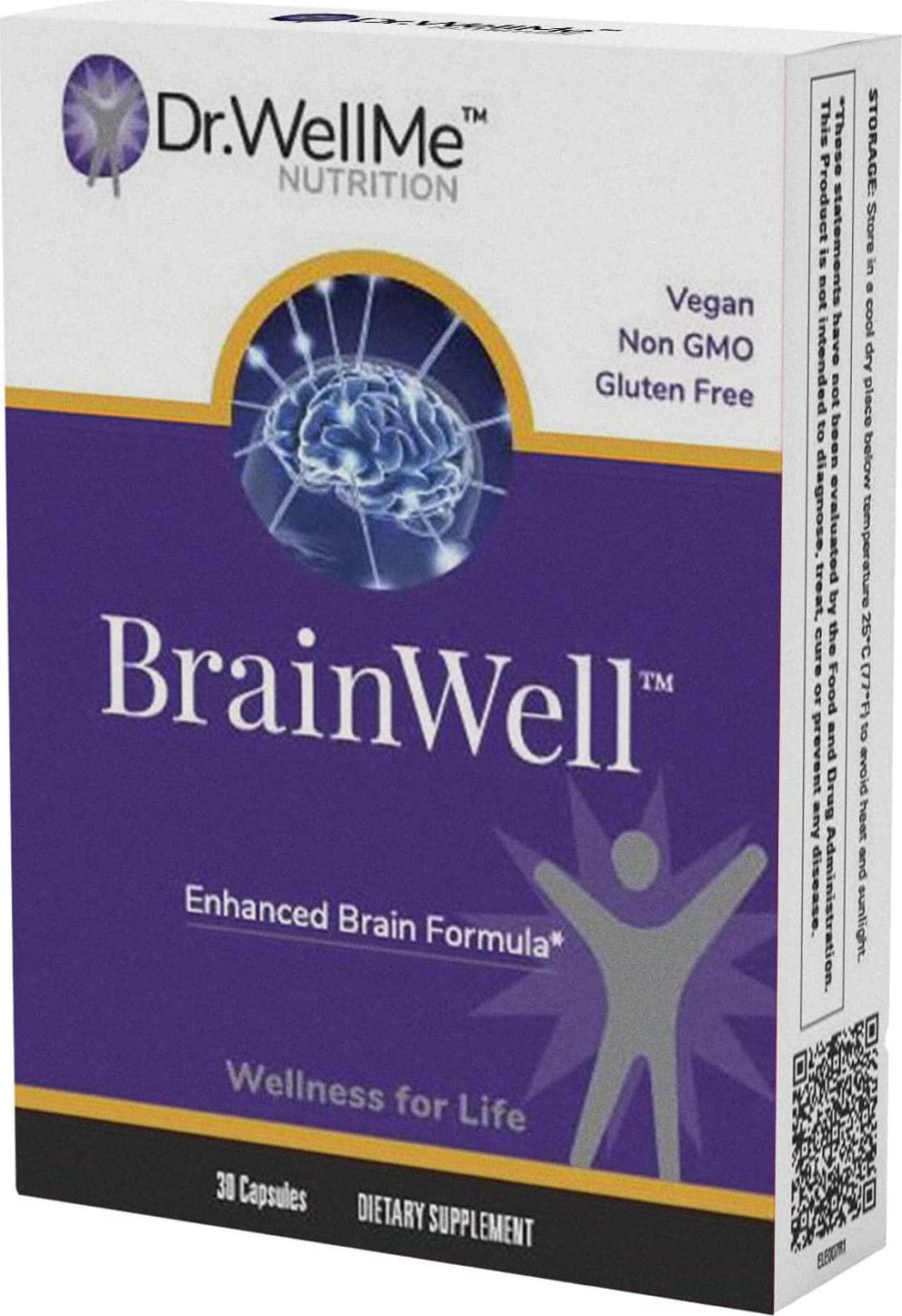 BrainWell Premium Nootropic Brain Support Supplement with Vitamin D3, L-Theanine, N-Acetyl-L-Tyrosine - Improves Cognitive Function and Memory and Enhances Focus for Men and Woman - (30 Vegan Capsules)