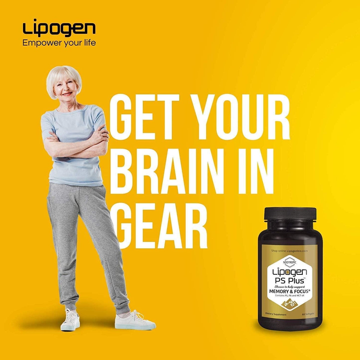 Brain Boost Supplement - Enhance Memory, Focus and Clarity. Highly Effective, Clinically Proven Formula for Cognitive Function. Lipogen PS Plus (3 Pack)