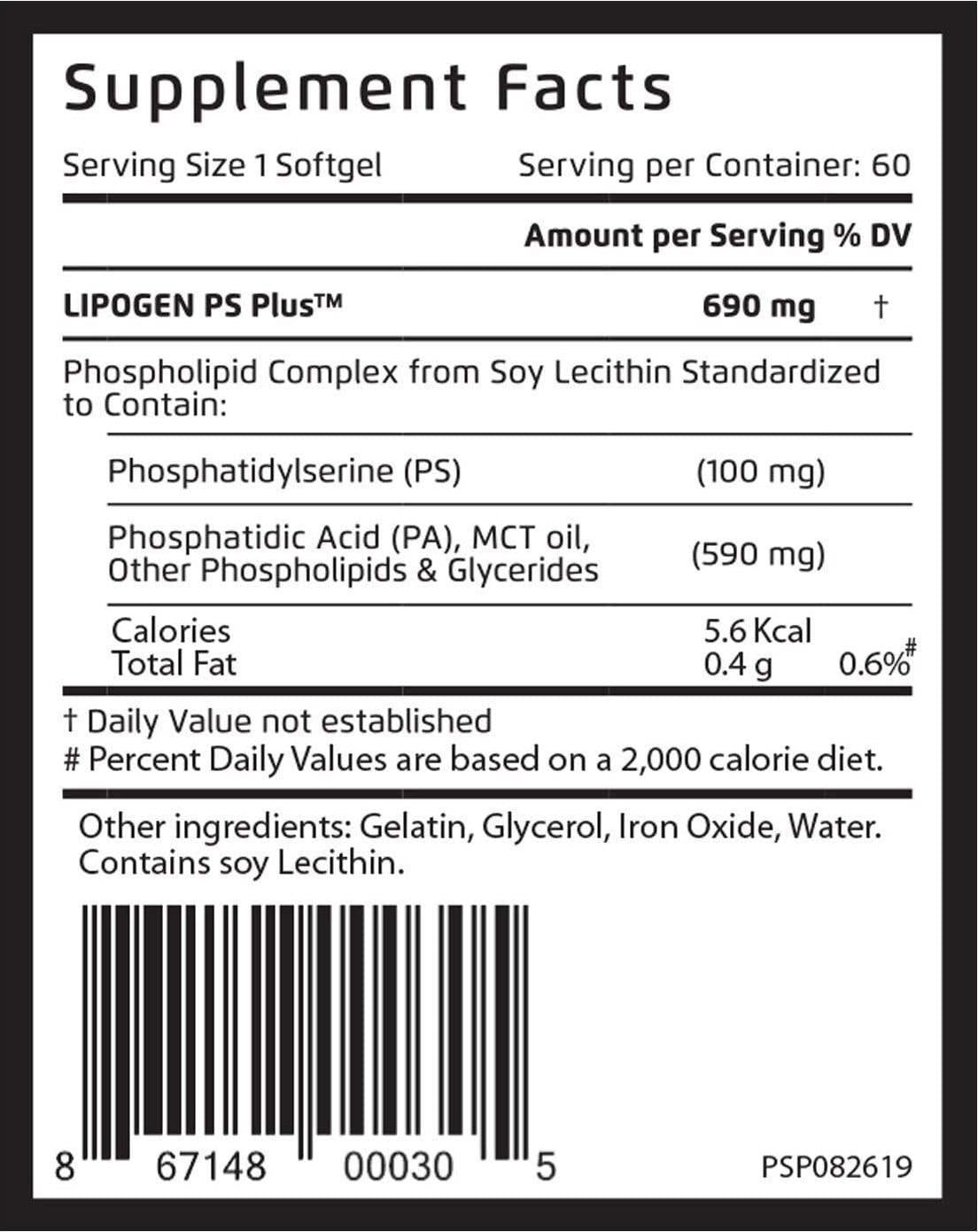 Brain Boost Supplement - Enhance Memory, Focus and Clarity. Highly Effective, Clinically Proven Formula for Cognitive Function. Lipogen PS Plus (3 Pack)