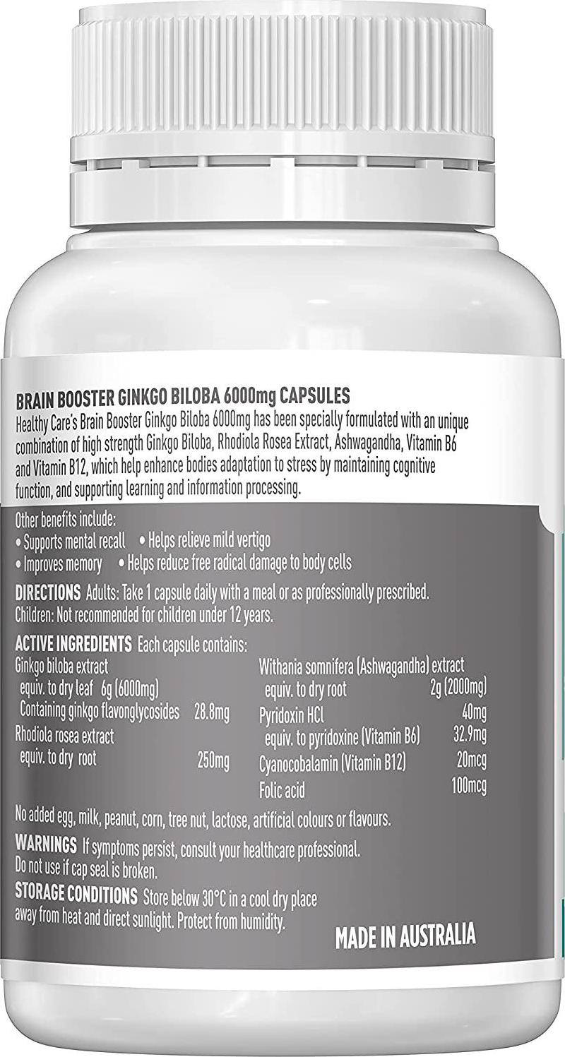 Brain Booster Ginkgo Biloba 6000mg Capsules