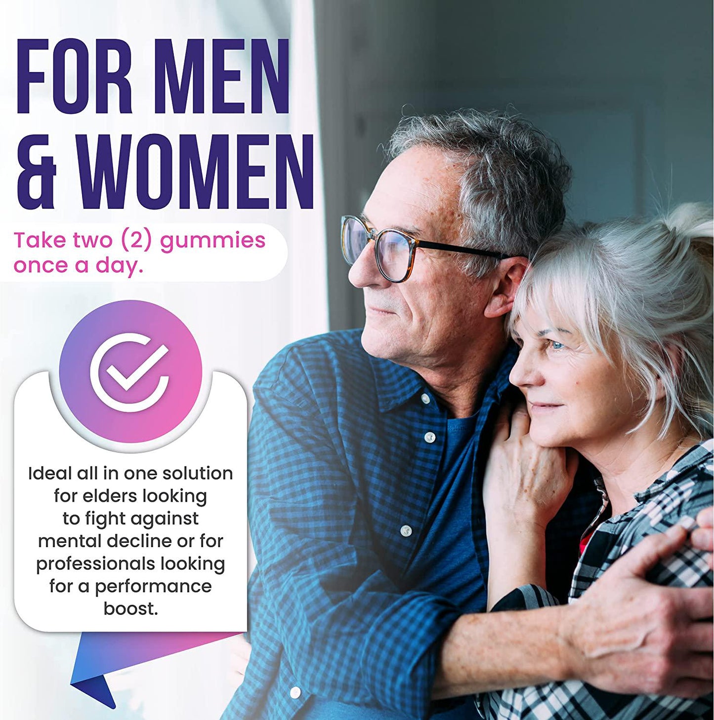 Brain Booster Gummies Supplement Nootropic with Phosphatidylserine, Coffee Bean Extract and Vitamin B12 to Support Focus, Memory, Energy and Brain Performance, Tasty Raspberry Gummy Flavor, 60 Gummies