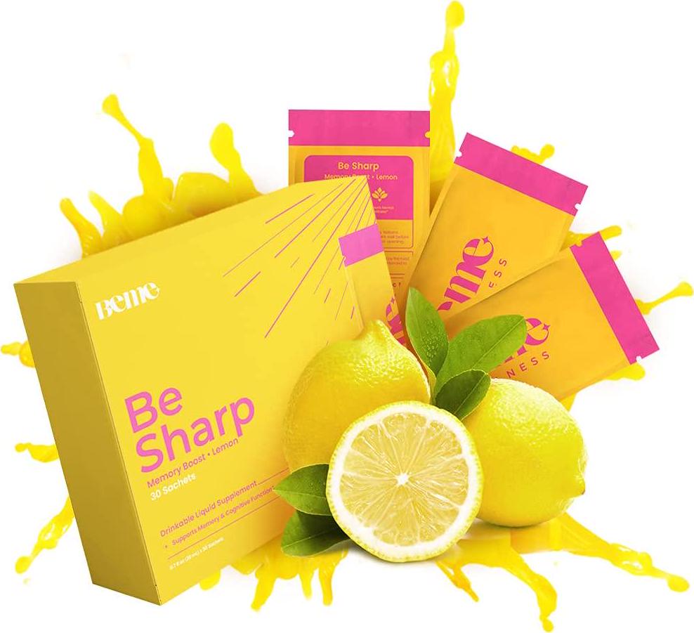 Brain Booster Liquid Supplement to Support Mental Wellness + Cognitive Function | BeSharp with Patented Grape Blueberry Extract + Phosphatidylserine + Turmeric + Black Pepper + Omega3 DHA Algal Oil