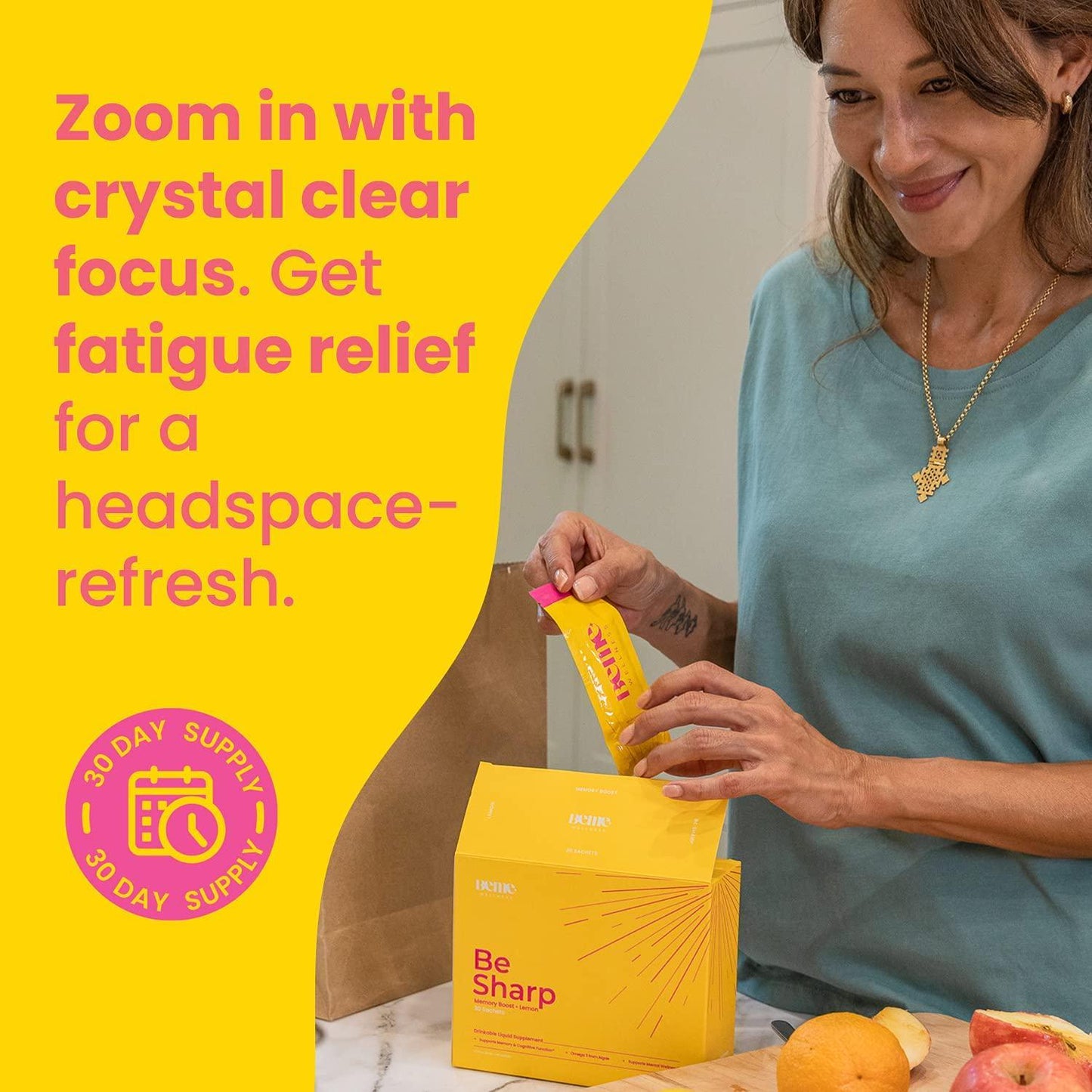 Brain Booster Liquid Supplement to Support Mental Wellness + Cognitive Function | BeSharp with Patented Grape Blueberry Extract + Phosphatidylserine + Turmeric + Black Pepper + Omega3 DHA Algal Oil