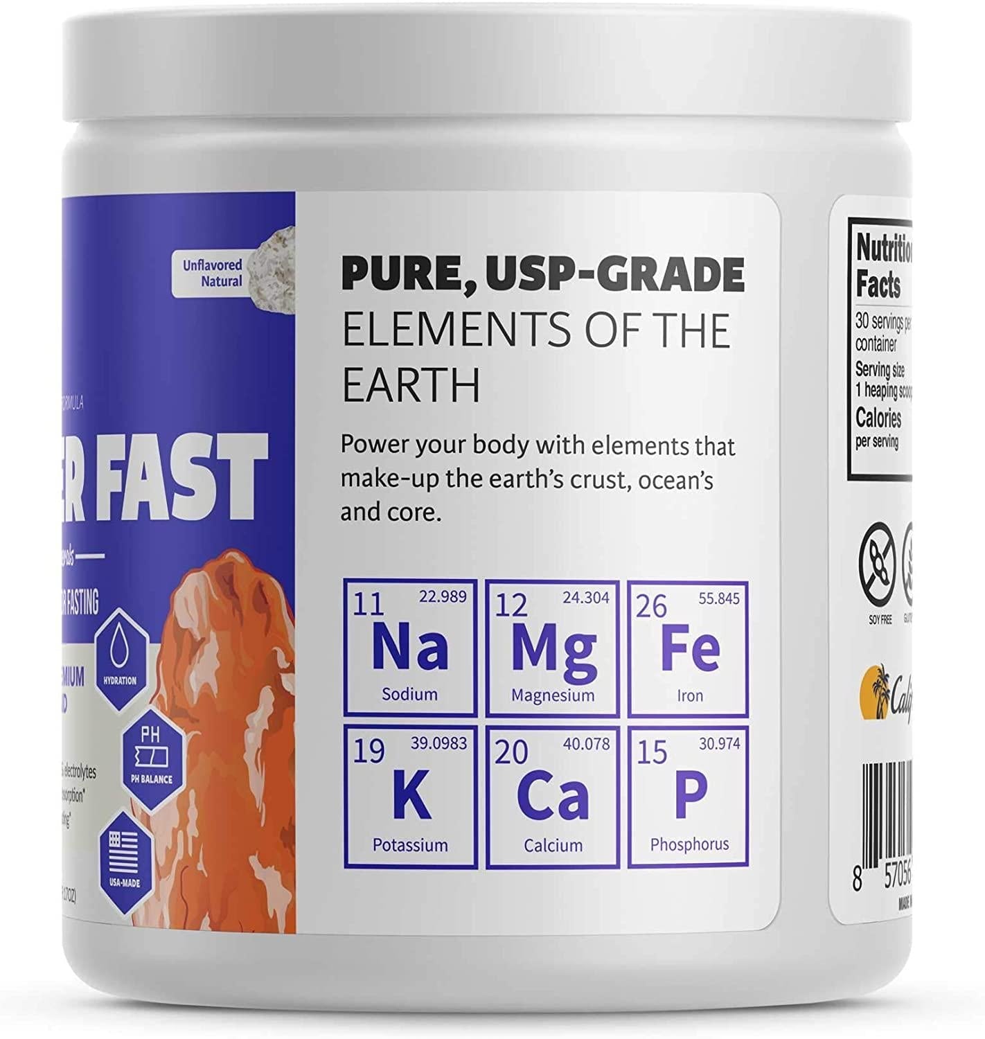 Brain Forza Super Fast Keto Electrolytes for Fasting - Premium Electrolytes, No Sugar or Flavoring w/Potassium, Sodium, Magnesium, Calcium, Iron, Pink Himalayan Salt, (30srv, Unflavored)