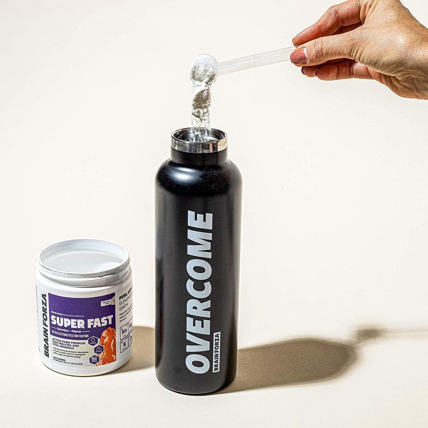 Brain Forza Super Fast Keto Electrolytes for Fasting - Premium Electrolytes, No Sugar or Flavoring w/Potassium, Sodium, Magnesium, Calcium, Iron, Pink Himalayan Salt, (30srv, Unflavored)