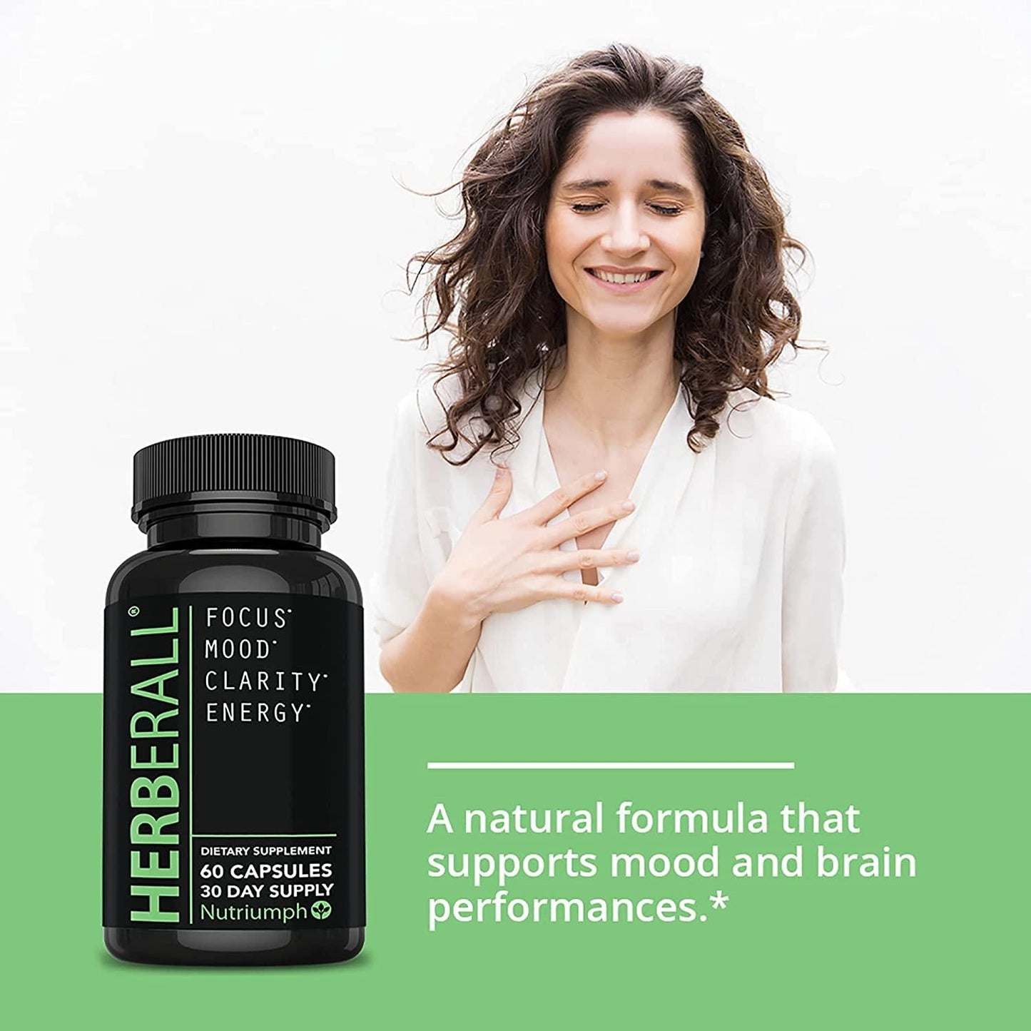 Brain Supplements – Memory Supplements 100% Plant Based – Vegan Friendly Brain Supplements to Improve Memory and Concentration, Boost Focus, Enhance Clarity and Lift Mood – Brain Vitamins by Herberall