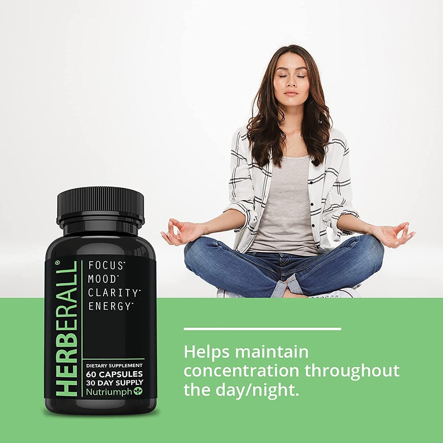 Brain Supplements – Memory Supplements 100% Plant Based – Vegan Friendly Brain Supplements to Improve Memory and Concentration, Boost Focus, Enhance Clarity and Lift Mood – Brain Vitamins by Herberall