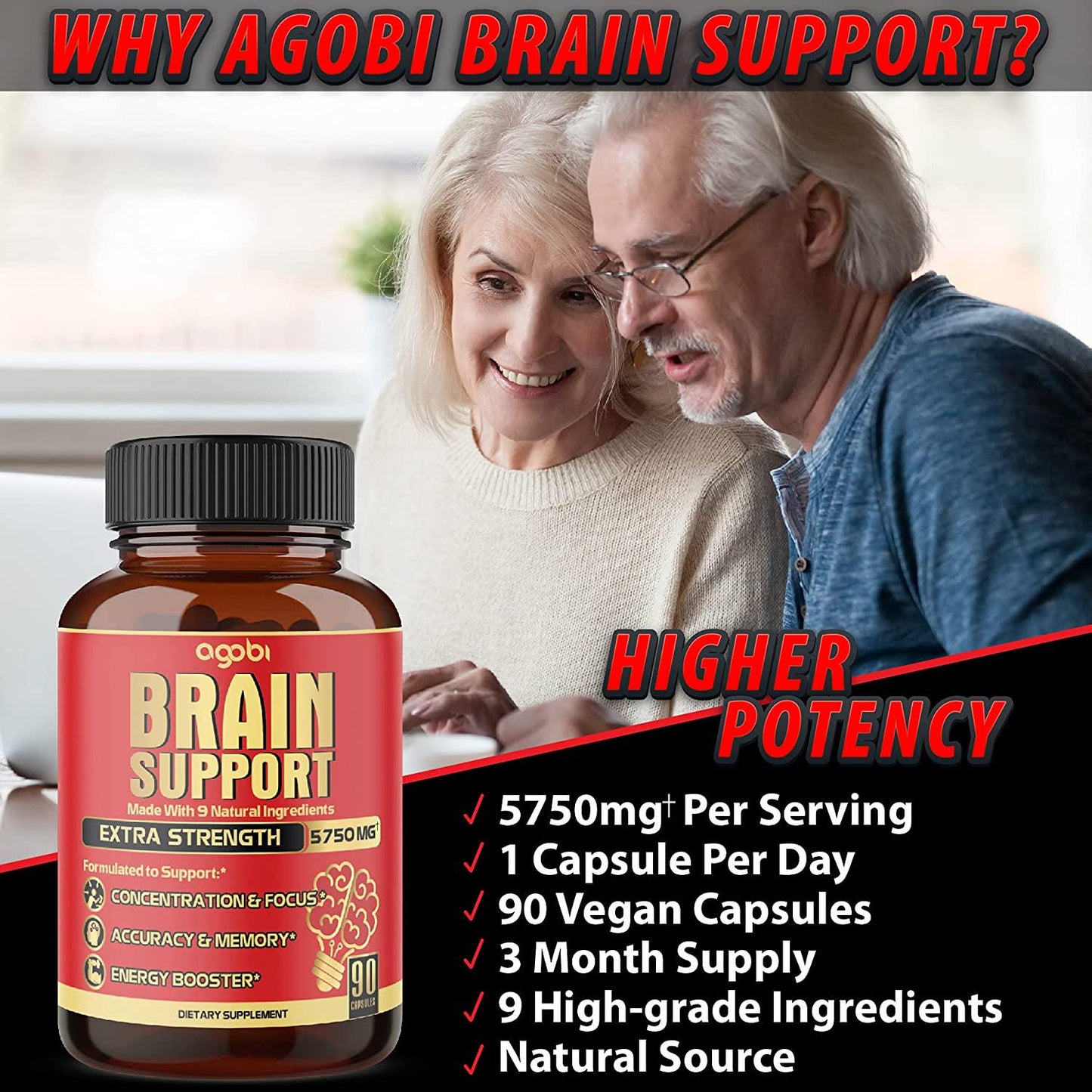 Brain Support, Helps Memory and Focus, Accuracy and Concentration, Energy Support. Highest Potency with Ashwagandha, Gotu Kola, Rhodiola Rosea.*