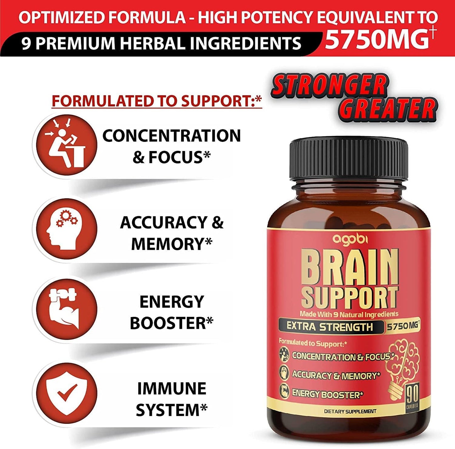 Brain Support, Helps Memory and Focus, Accuracy and Concentration, Energy Support. Highest Potency with Ashwagandha, Gotu Kola, Rhodiola Rosea.*