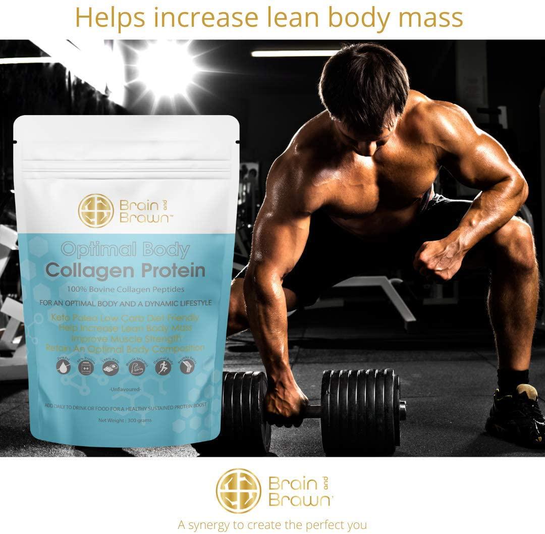 Brain and Brawn Collagen Protein, Hydrolyzed Collagen Peptides, 90% Protein, Skin Hair Nails health, gut health, joint health 300g (20 Serves)