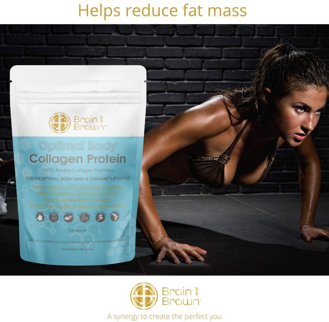 Brain and Brawn Collagen Protein, Hydrolyzed Collagen Peptides, 90% Protein, Skin Hair Nails health, gut health, joint health 300g (20 Serves)