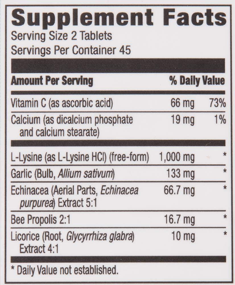 Brand - Revly Lysine + C Complex, 1000 mg L-Lysine and 66 mg Vitamin C per Serving (2 Tablets), Supports Immune Health, 90 Tablets, Gluten Free