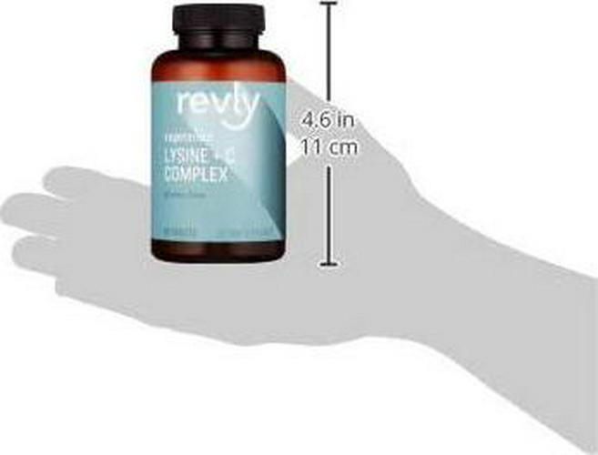 Brand - Revly Lysine + C Complex, 1000 mg L-Lysine and 66 mg Vitamin C per Serving (2 Tablets), Supports Immune Health, 90 Tablets, Gluten Free
