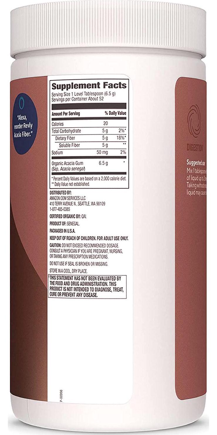 Brand - Revly Organic Acacia Fiber Powder, Supports Digestive Health*, 12 Ounce, 52 Servings, Vegan
