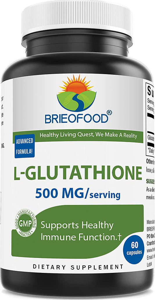 Brieofood Glutathione (Reduced) 500mg per Serving - 60 Capsules