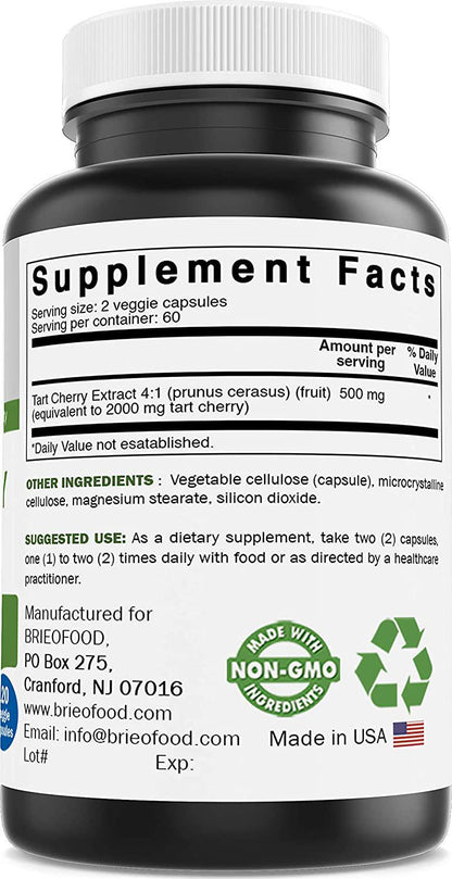 Brieofood Tart Cherry 2000mg/Serving - 120 Veggie Capsules