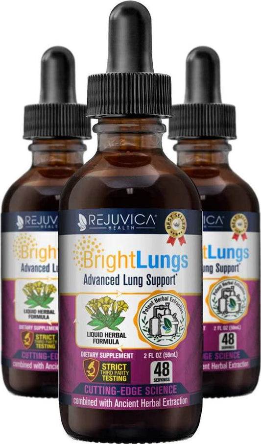 Bright Lungs - Advanced Lung Support Supplement - Liquid Delivery for Better Absorption - Grindelia, Lobelia, Licorice, Wild Cherry and More!