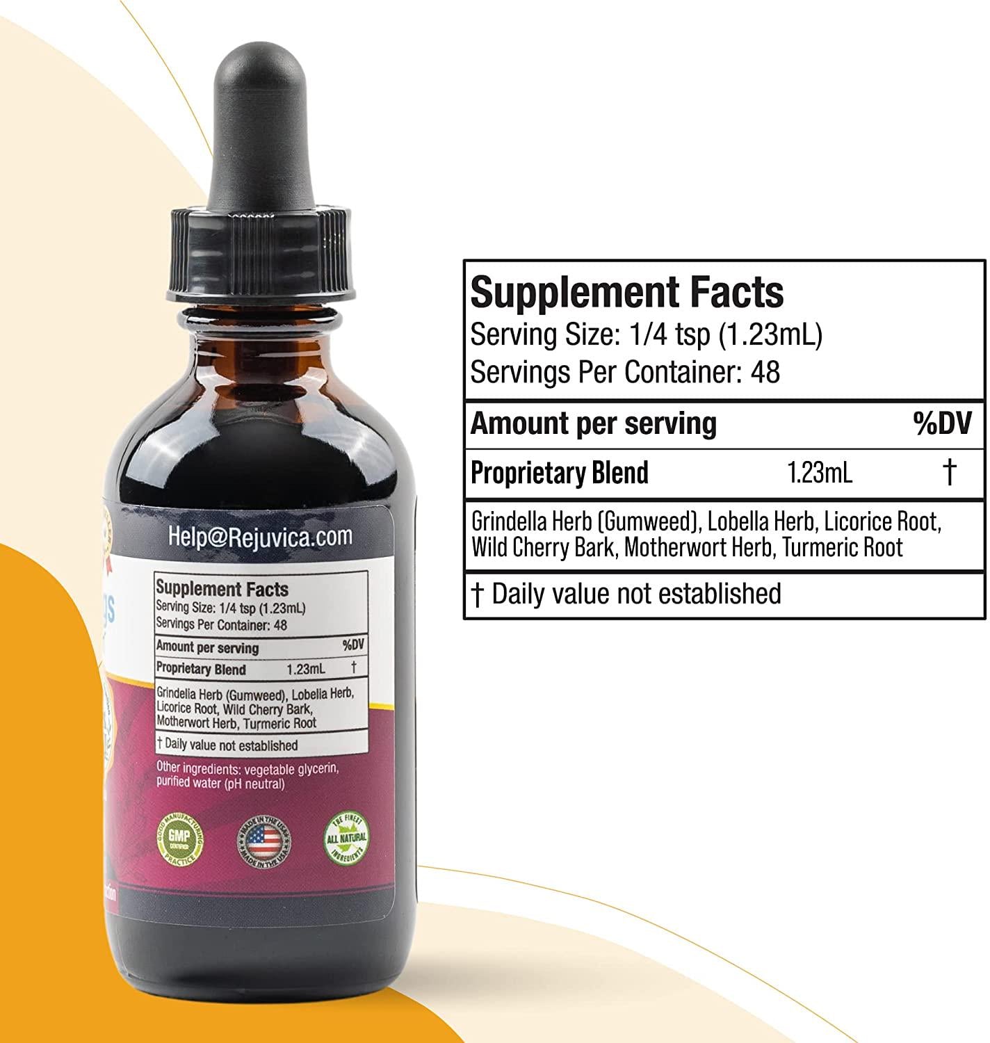 Bright Lungs - Advanced Lung Support Supplement - Liquid Delivery for Better Absorption - Grindelia, Lobelia, Licorice, Wild Cherry and More!