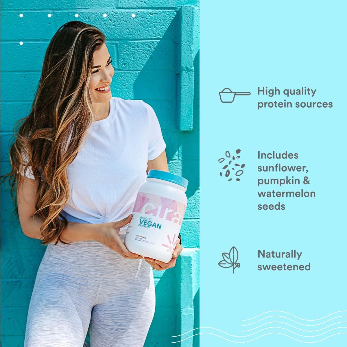 Bright Vegan Protein Powder for Women - Low-Carb, Non Dairy, Gluten Free, and Non-GMO Naturally Flavored Plant-Based Protein - 30 Servings, Vanilla