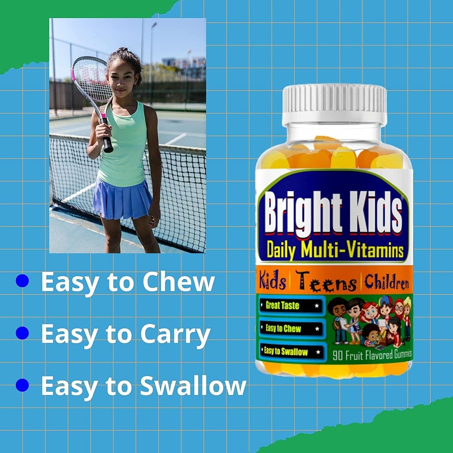 Brightkids Multivitamin Gummies, Kids Multivitamin Support Immune System Support, Fuel Growth and Overall Health Kids Gummy multivitamin with Vitamin A C D B6 B12 and Zinc for kids
